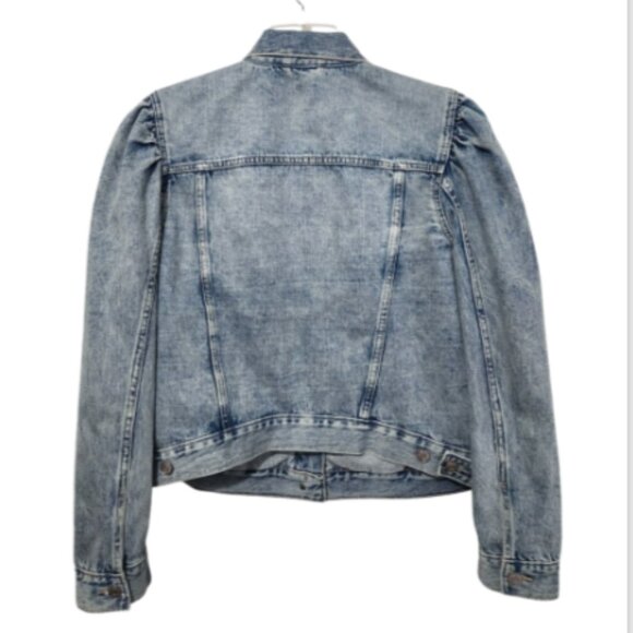 Gap Denim Puff Sleeve Icon Button Jean JACKET Medium Blue Wash - Picture 4 of 10